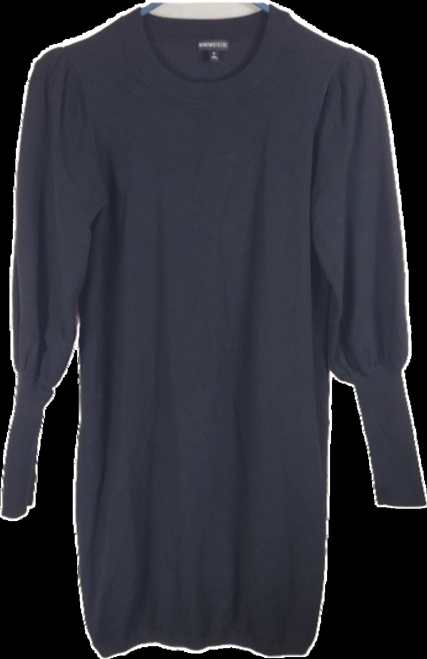 Minnie Rose black puff sleeve sweater dress Size Small Minimal Clean Girl